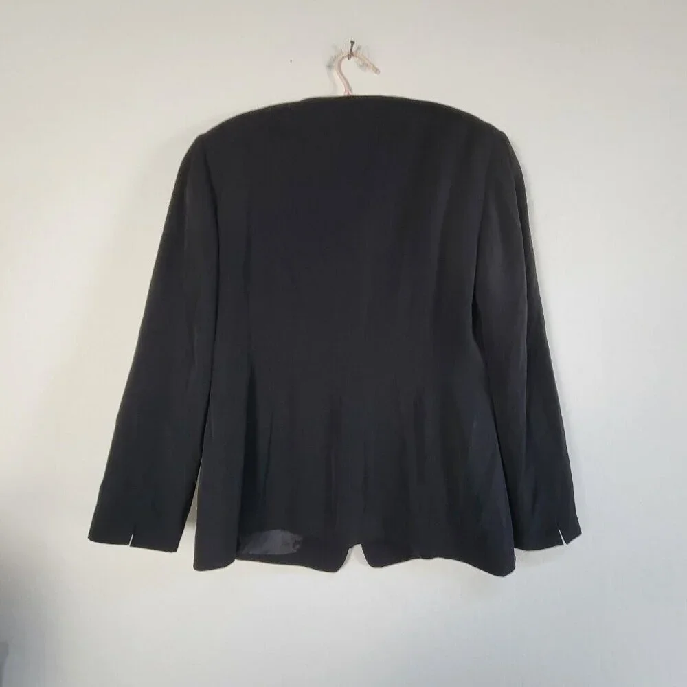 Vintage Mondi Business Womens Button Front Blazer Jacket Size 40 Black Career
